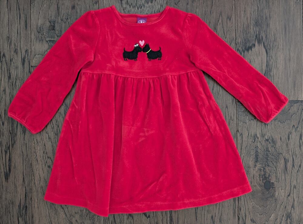J Khaki Red Scottie Dog Velvet Dress